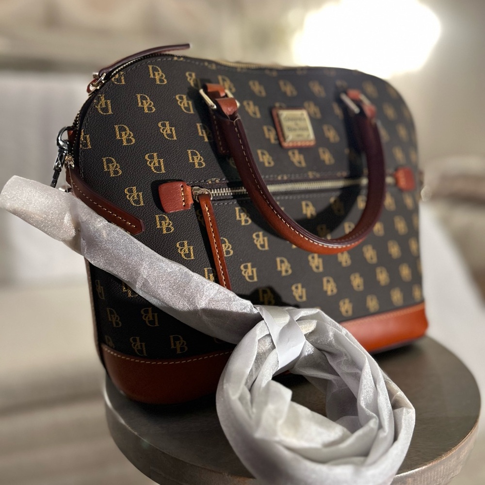 Dooney and Bourke Gretta Domed Satchel in BROWN TMORO